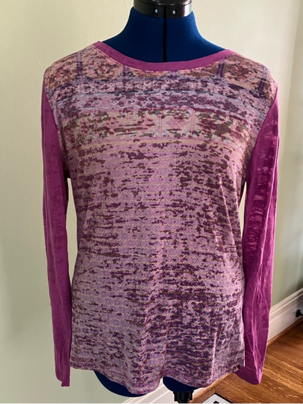 Prana Lavender-Pink Abstract Long Sleeve Tee